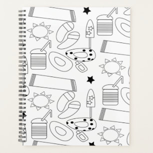 Summer Beach Theme Outlines Pattern   Notebook Planner