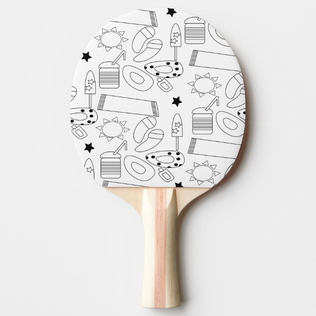 Summer Beach Theme Outlines Pattern   Ping Pong Paddle (Front)