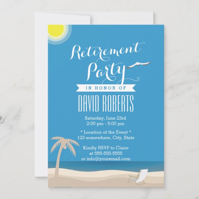 Summer Beach Theme Retirement Party Invitations (Front)