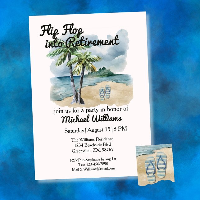 Summer Beach Themed Flip Flop Retirement Party Invitation (Creator Uploaded)