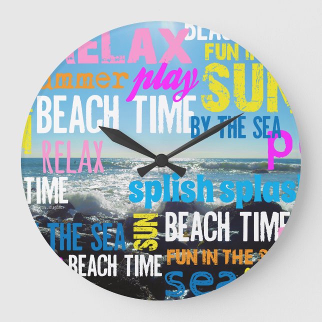 Summer Beach Time Fun Large Clock (Front)