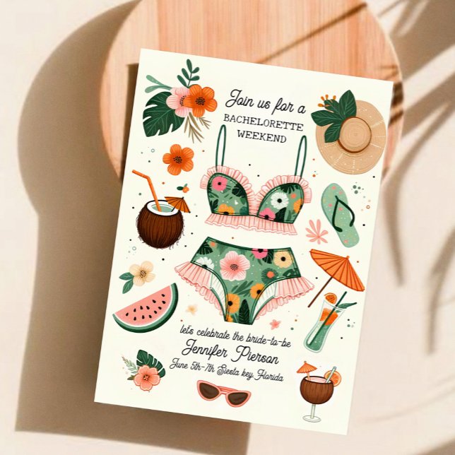 Summer Beach Tropical Bachelorette Weekend Party  Invitation (Creator Uploaded)