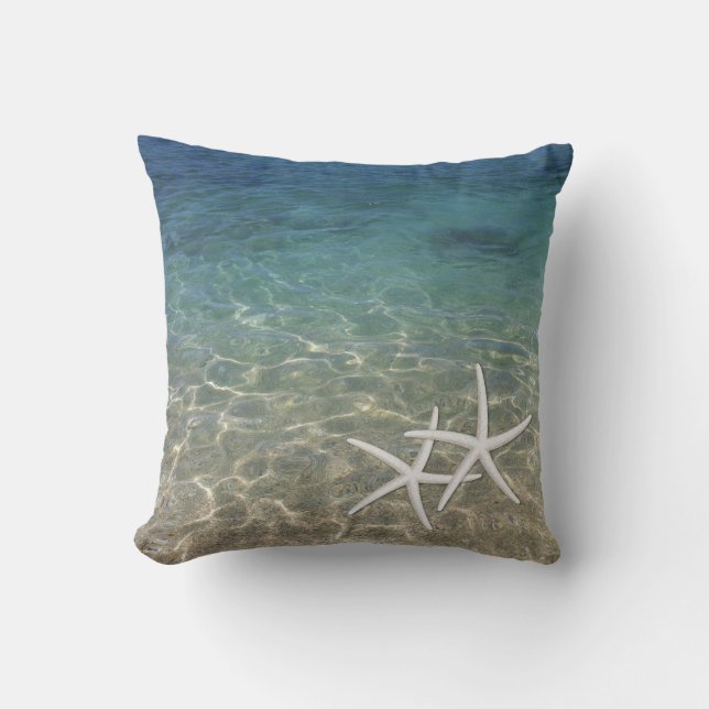 Summer Beach Tropical Blue Ocean Starfish Cushion (Front)