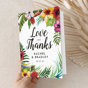 Summer Beach Tropical Floral Wedding Thank You Card