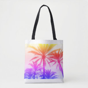 summer beach tropical palm tree 80's tote bag