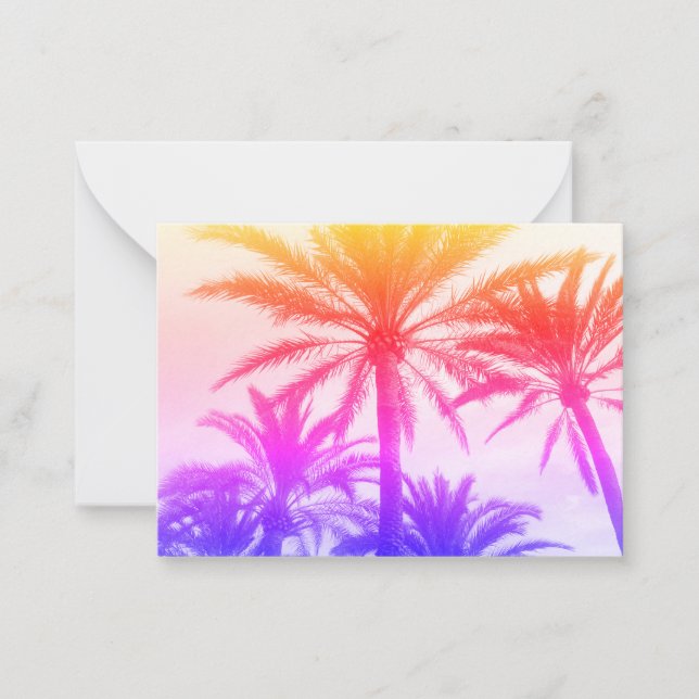 summer beach tropical palm tree retro neon 80's   card (Front)