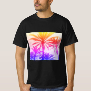 summer beach tropical palm tree retro neon 80's  T-Shirt