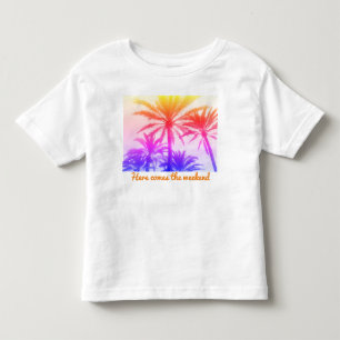 summer beach tropical palm tree retro neon 80's  toddler T-Shirt