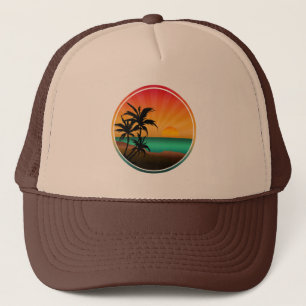SUMMER BEACH TROPICAL  TRUCKER HAT