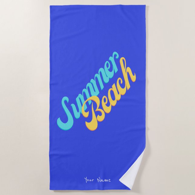 Summer Beach | Typography |  Positive | Custom Beach Towel (Front)