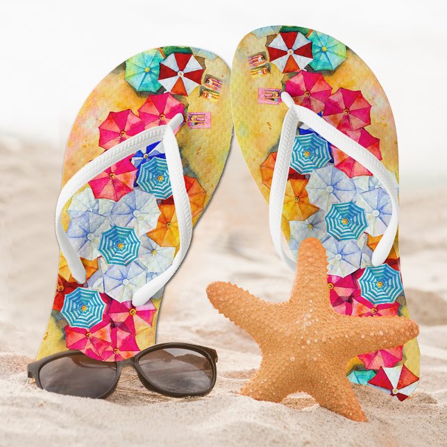 Summer Beach Umbrellas Flip Flops (Creator Uploaded)
