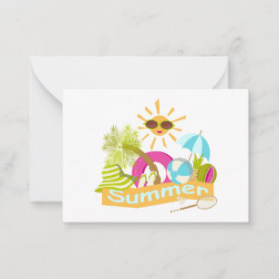 Summer beach vacation smiling sun in sunglasses card