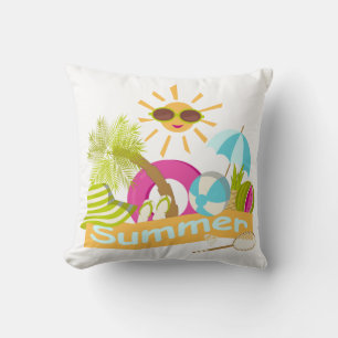 Summer beach vacation smiling sun in sunglasses  cushion