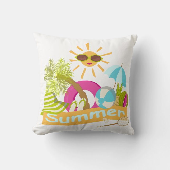 Summer beach vacation smiling sun in sunglasses  cushion (Front)