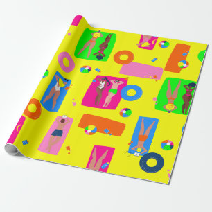 summer beach vacation sunbathing people wrapping paper