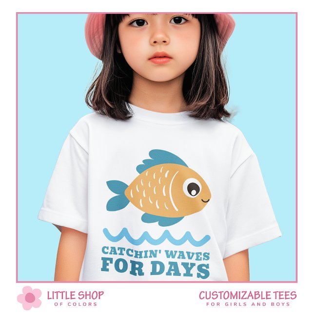Summer Beach Vibe Waves for Days Vacation Kids T-Shirt (Creator Uploaded)
