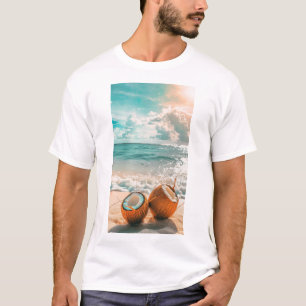 Summer Beach Vibes Coconut Drink Graphic T-Shirt