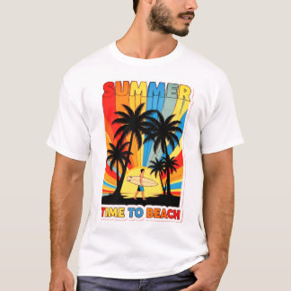 Summer Beach Vibes Surfing Retro Sunset Design T-Shirt