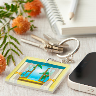 Summer Beach View Key Ring