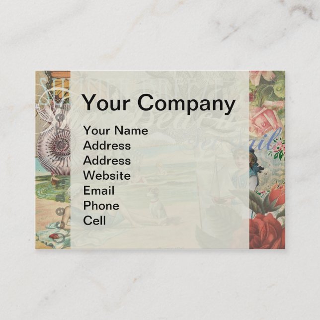 summer beach vintage octopus antique sailing business card (Front)