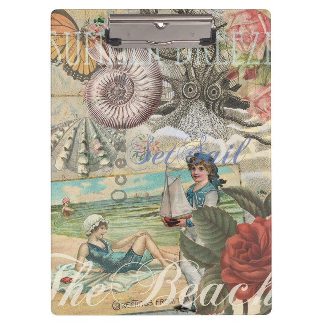 summer beach vintage octopus antique sailing clipboard (Front)