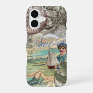 summer beach vintage octopus antique sailing iPhone 16 case