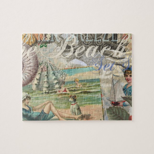 summer beach vintage octopus antique sailing jigsaw puzzle (Horizontal)