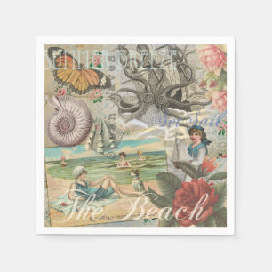 summer beach vintage octopus antique sailing napkin