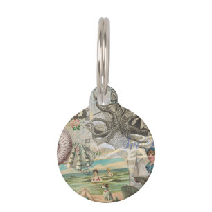 summer beach vintage octopus antique sailing pet tag