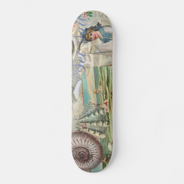 summer beach vintage octopus antique sailing skateboard (Front)