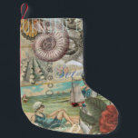 summer beach vintage octopus antique sailing small christmas stocking<br><div class="desc">This summer beach retro image includes lots of antique summer Victoriana,  taken from old postcards and antique books. This summer on the beach product shows beautiful Victorian bathing beauties,  sea shells,  an octopus,  a sailor boy,  and is decorated with old fashioned roses.</div>