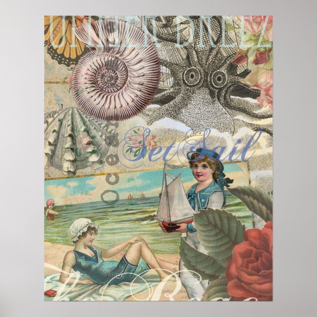 Summer beach vintage retro victorian poster (Front)