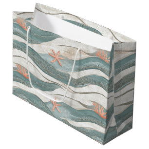 Summer Beach Wave Pattern Large Gift Bag