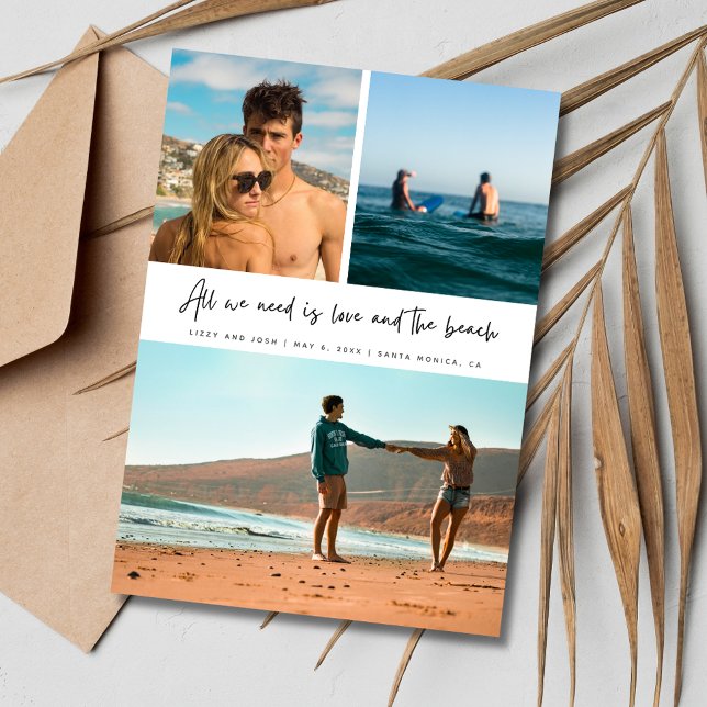 Summer Beach Wedding 3 Photo Save the Date (Summer Beach Wedding 3 Photo Save the Date)