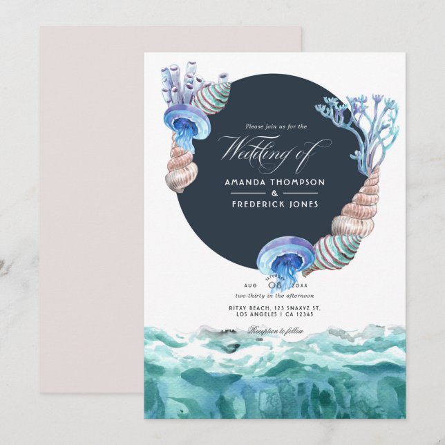 Summer Beach Wedding Invitation (Front/Back)