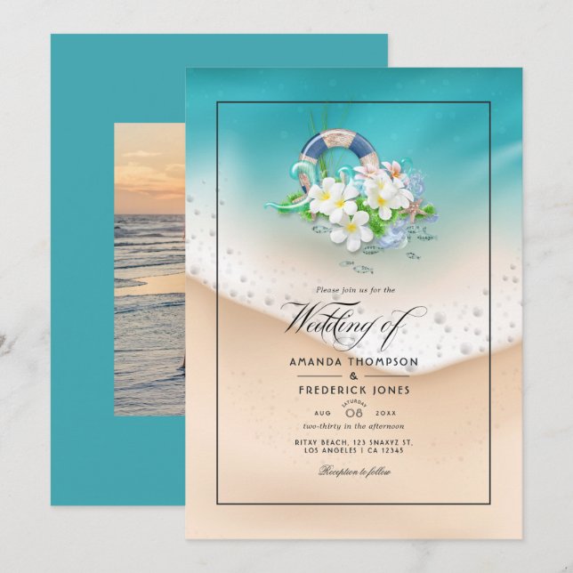 Summer Beach Wedding Invitation (Front/Back)