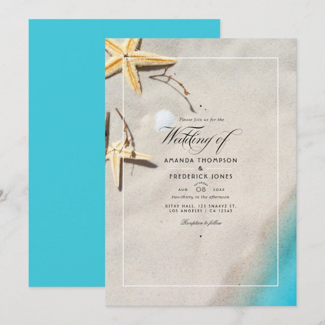 Summer Beach Wedding Invitation (Front/Back)
