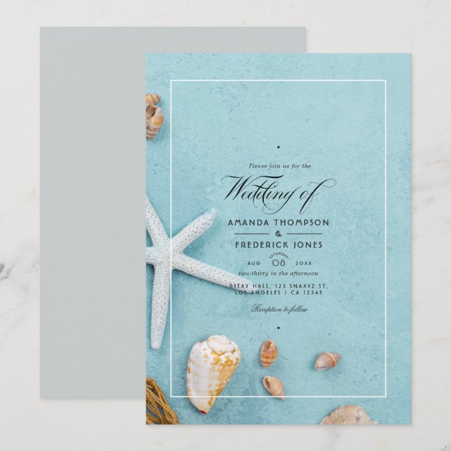 Summer Beach Wedding Invitation (Front/Back)