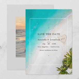 Summer Beach Wedding Monogram Photo Save The Date
