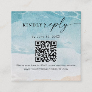 Summer Beach Wedding QR Code  RSVP Enclosure Card