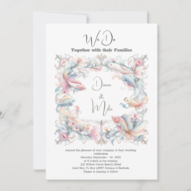 Summer beach, with details, invitation (Front)