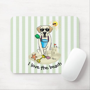 Summer Beach Yellow Lab Labrador Retriever Dog Mouse Mat