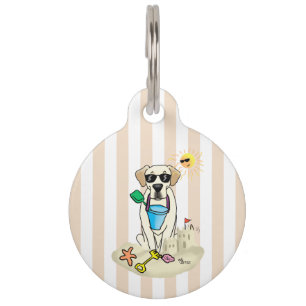 Summer Beach Yellow Lab Labrador Retriever Dog Pet Tag