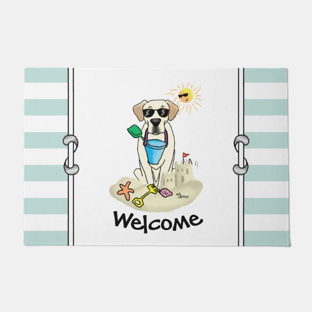 Summer Beach Yellow Labrador Retriever - Cute dog Doormat (Front)