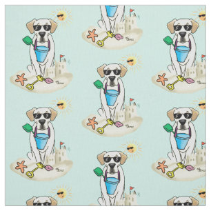 Summer Beach Yellow Labrador Retriever - Cute dog Fabric