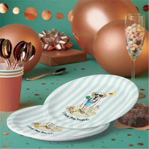 Summer Beach Yellow Labrador Retriever - Cute dog Paper Plate