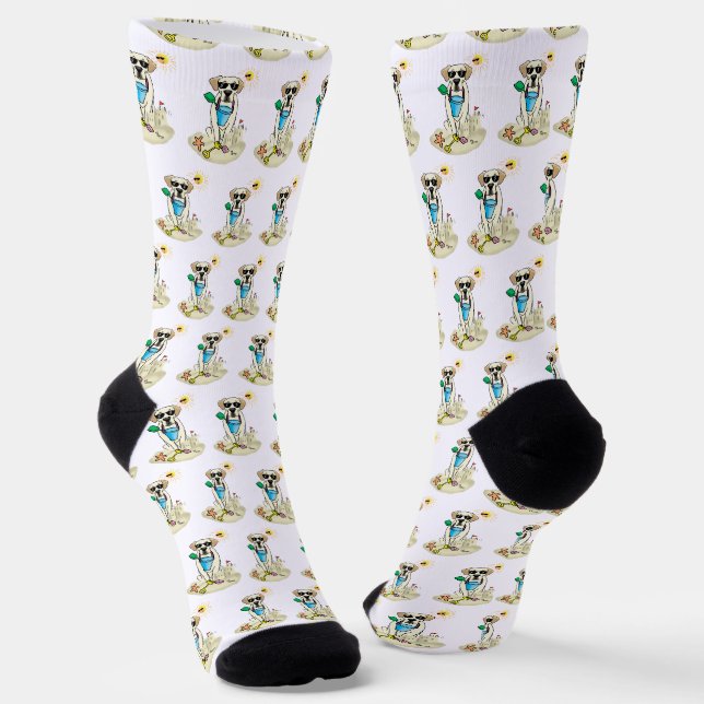 Summer Beach Yellow Labrador Retriever Socks (Angled)