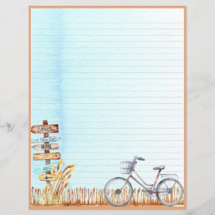 Summer Beachside Bicycle Letter Writing Paper 