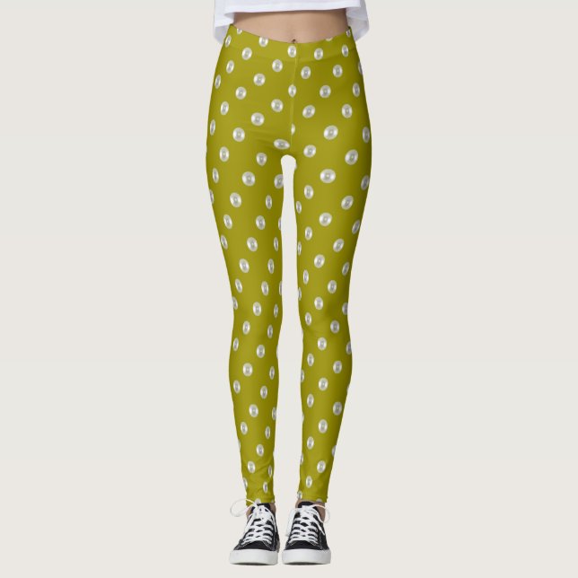Summer beads on dark green leggings (Front)