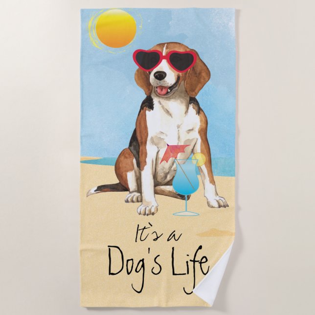 Summer Beagle Beach Towel (Front)
